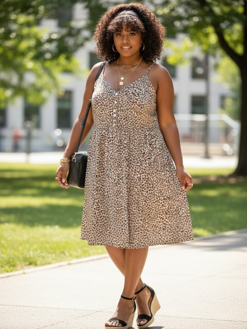 Gap Mini Dress Women 8 Tan Heart Leopard‎ Print Excellent Smocked Back V-Neck